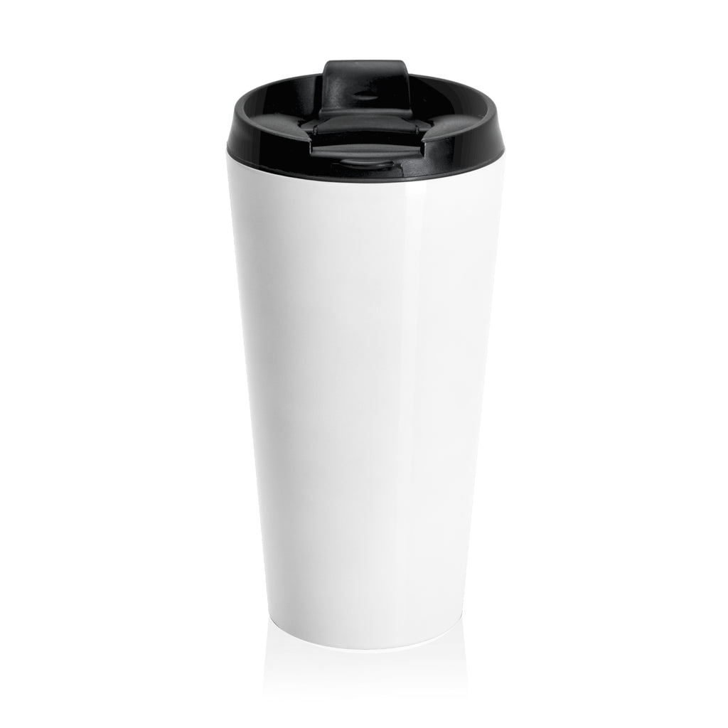 WHY NOT U.S.™ Travel Mug | Bold Black Typography With Red/Blue, Stainless Steel Tumbler