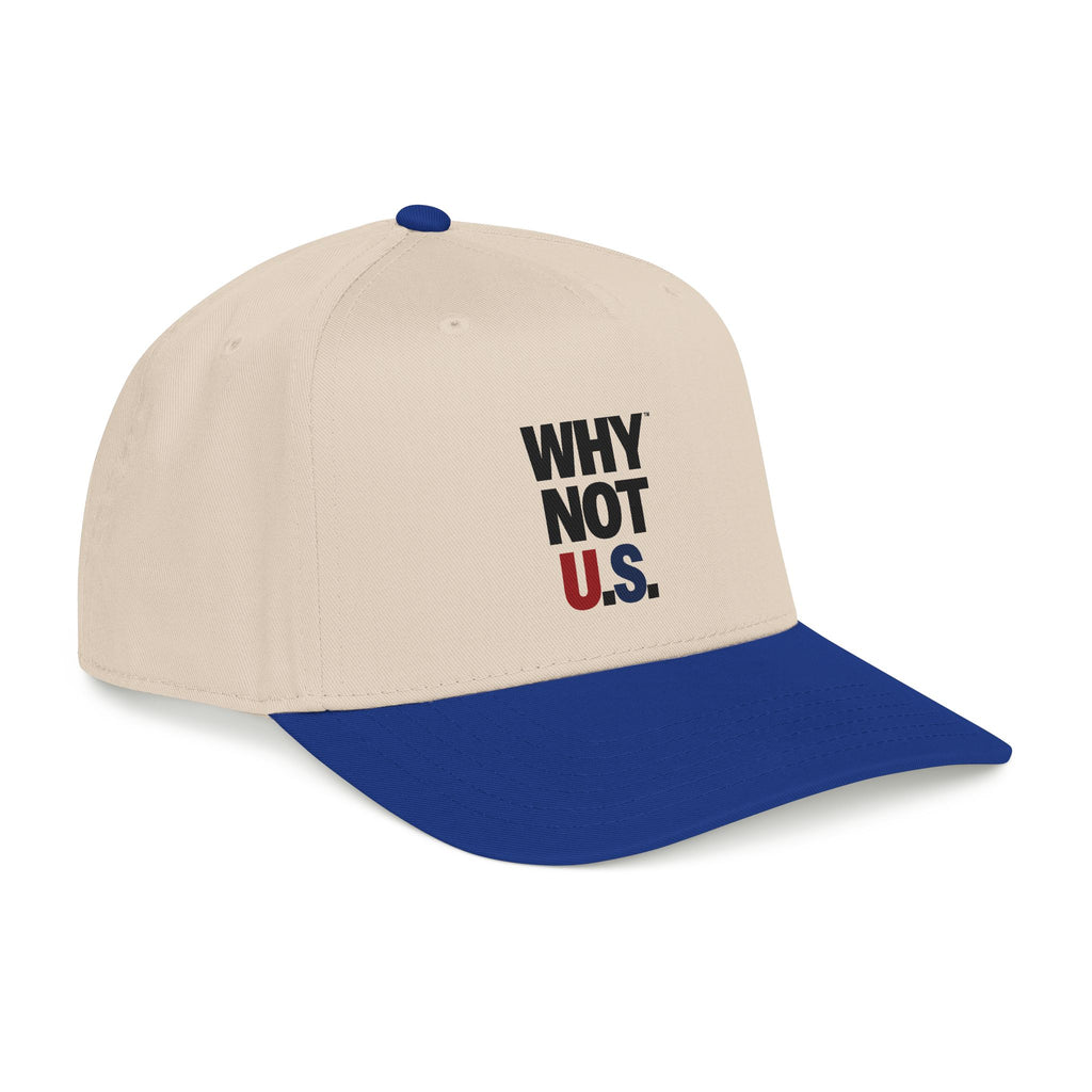 WHY NOT U.S.™ Mid Profile Baseball Cap | Red/Blue Text