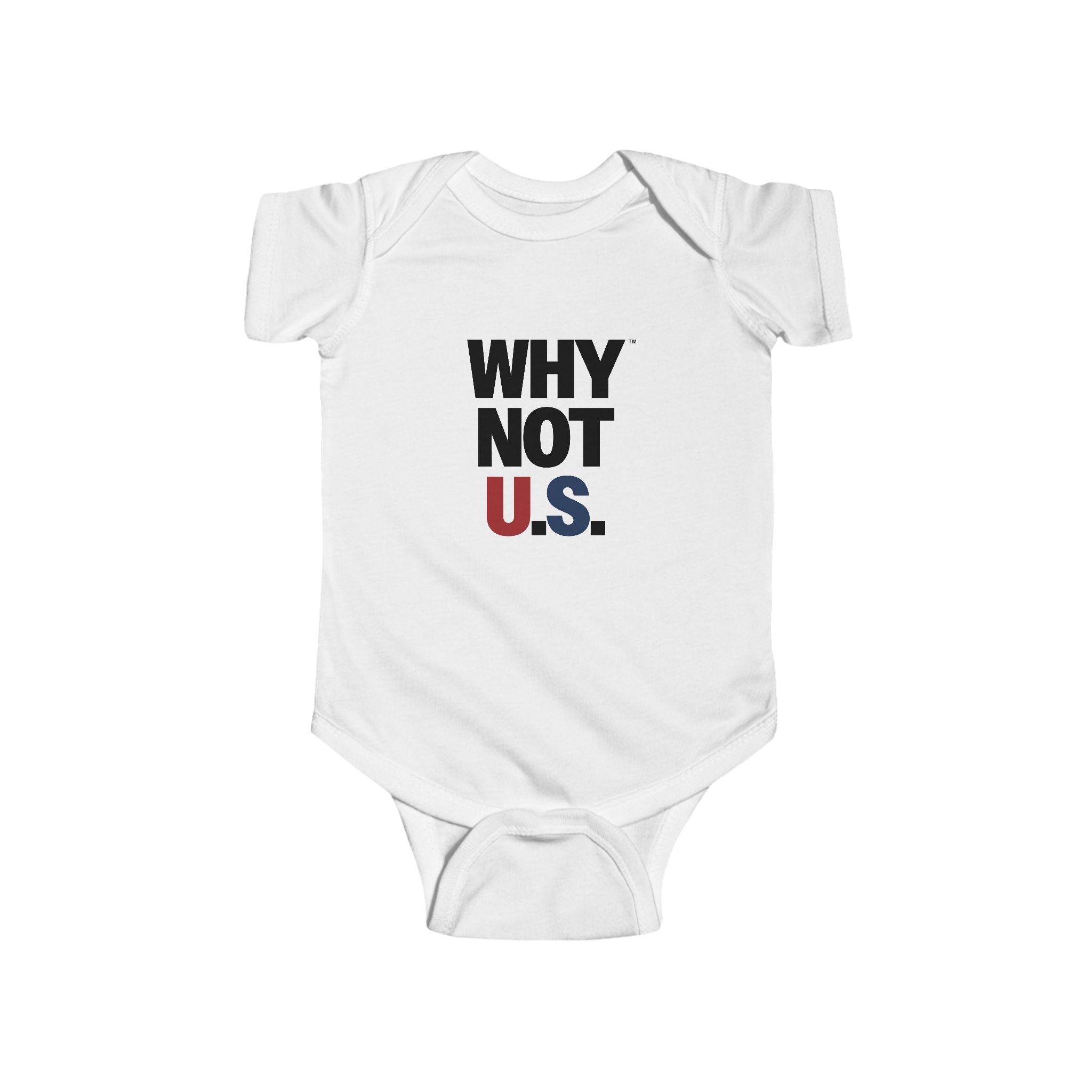 WHY NOT U.S.™ Infant Onesie | Red/Blue Patriotic Text