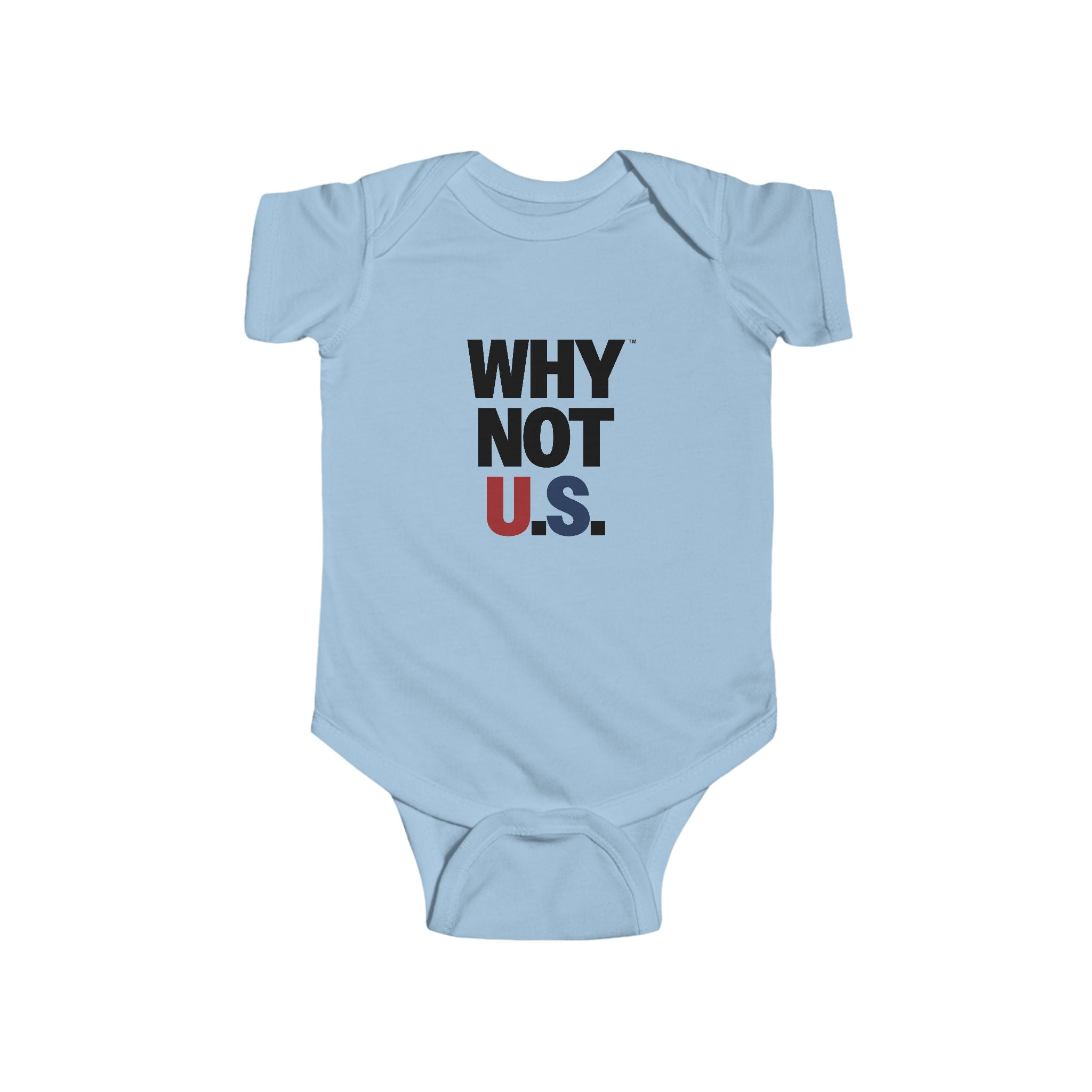 WHY NOT U.S.™ Infant Onesie | Red/Blue Patriotic Text