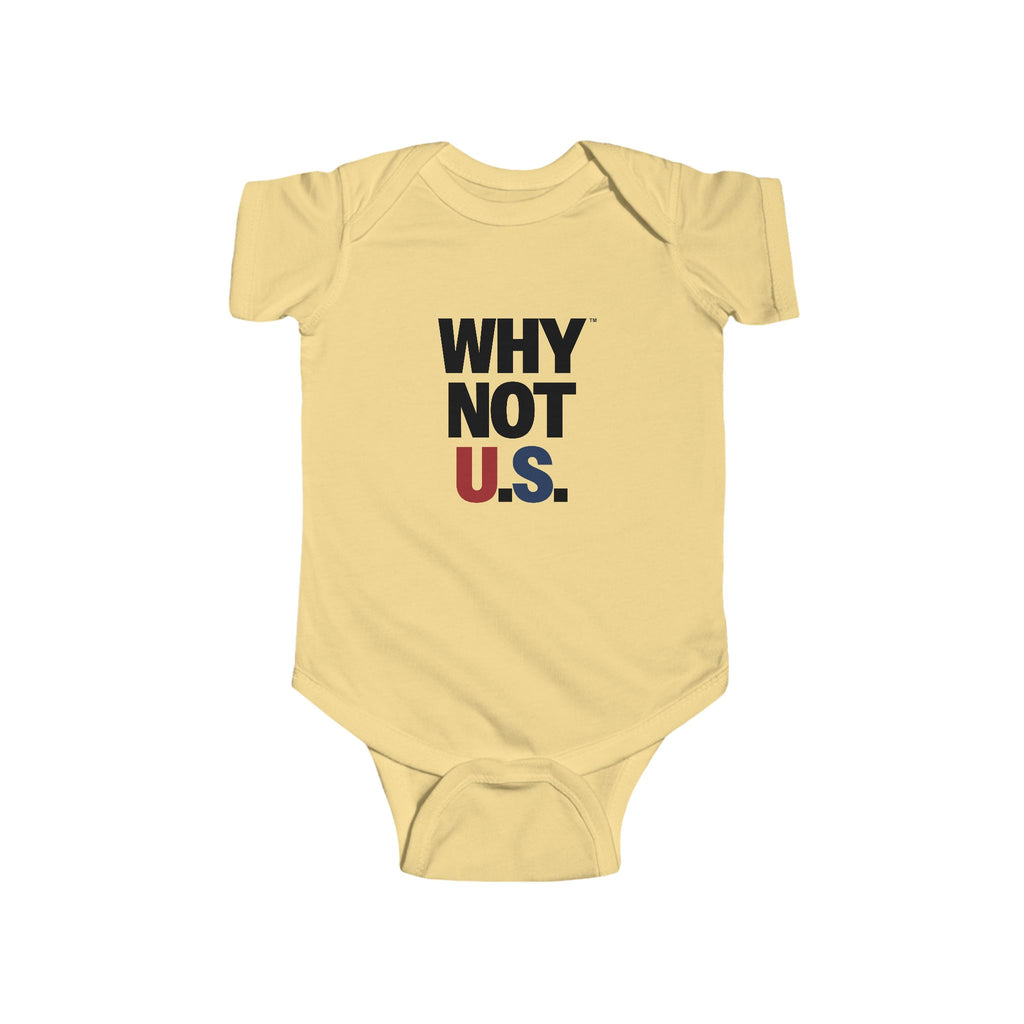 WHY NOT U.S.™ Infant Onesie | Red/Blue Patriotic Text