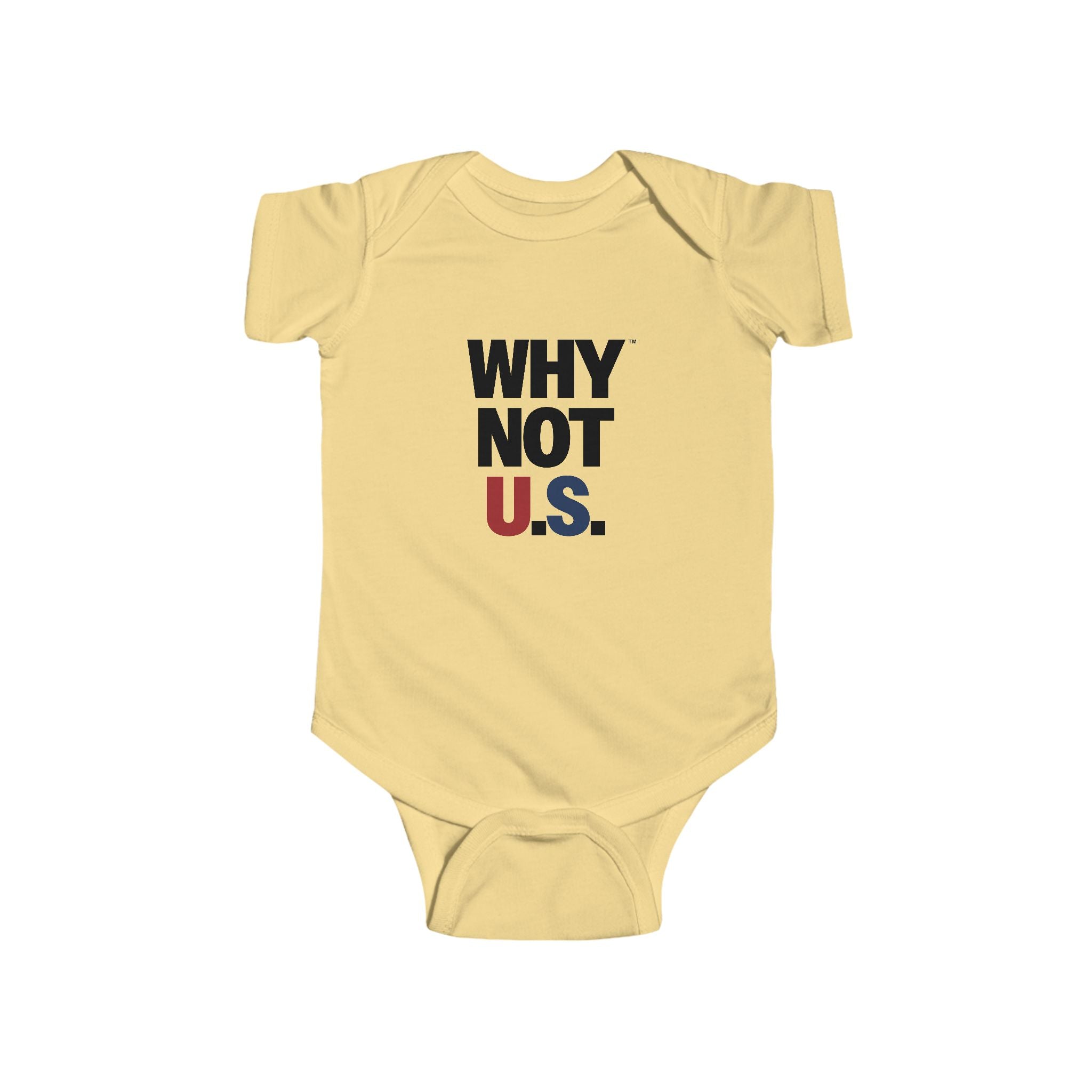 WHY NOT U.S.™ Infant Onesie | Red/Blue Patriotic Text