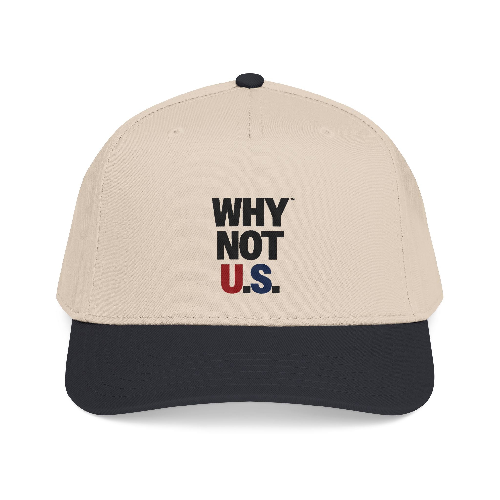 WHY NOT U.S.™ Mid Profile Baseball Cap | Red/Blue Text