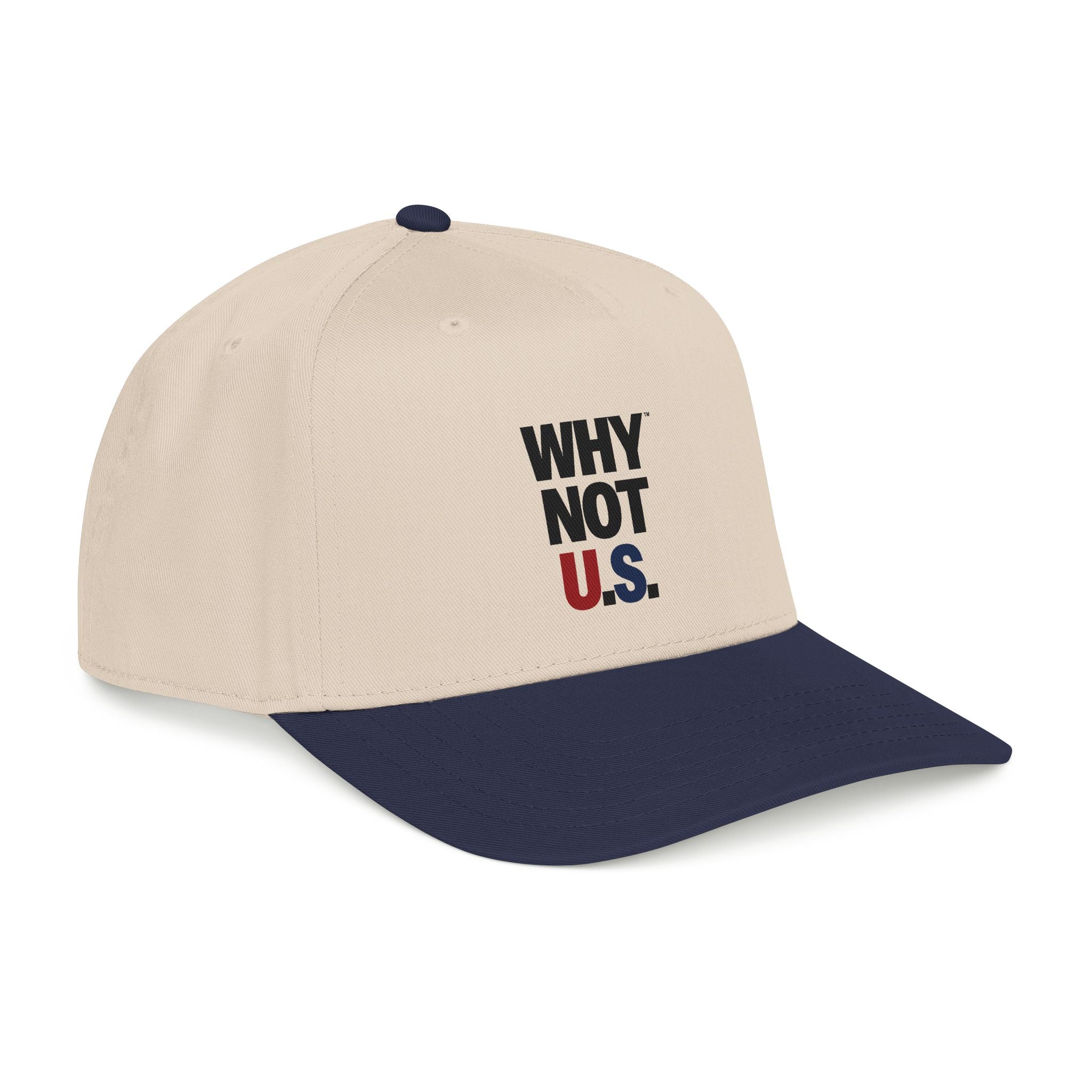 WHY NOT U.S.™ Mid Profile Baseball Cap | Red/Blue Text