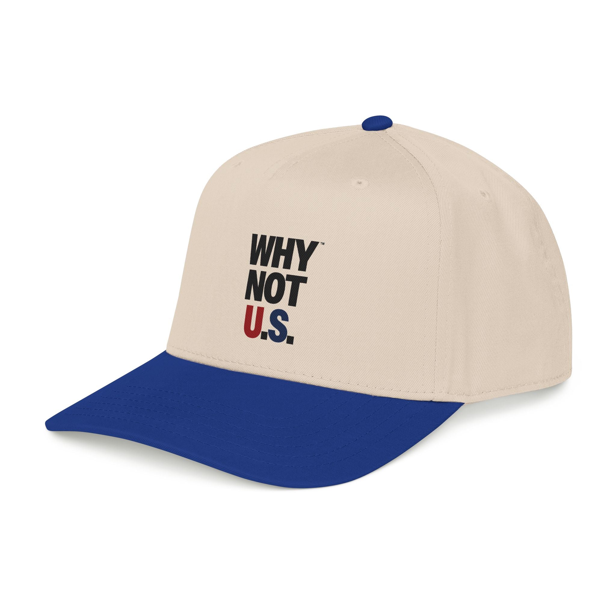 WHY NOT U.S.™ Mid Profile Baseball Cap | Red/Blue Text