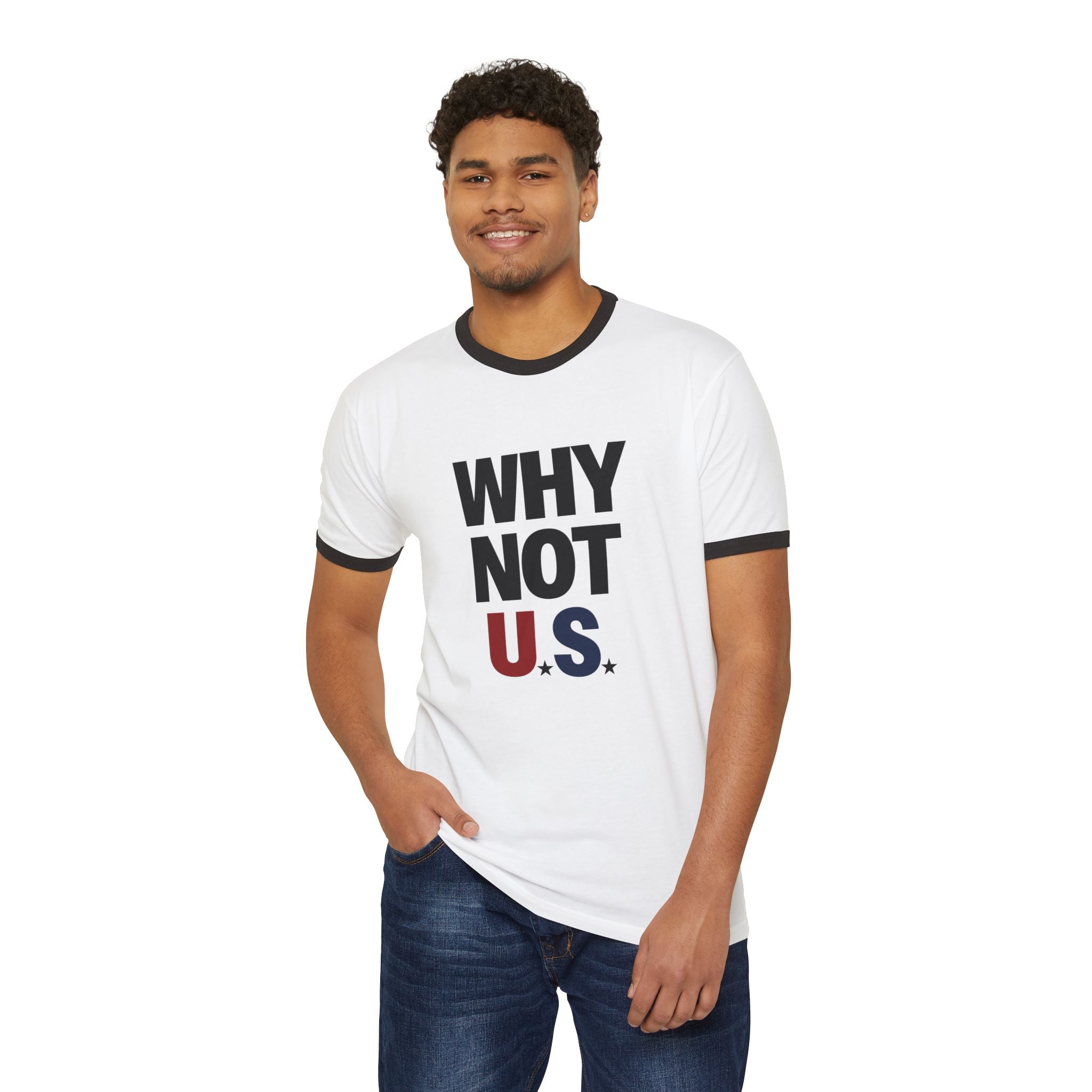 Why Not U.S.™ Vintage Ringer Tee | Patriotic Red/Blue