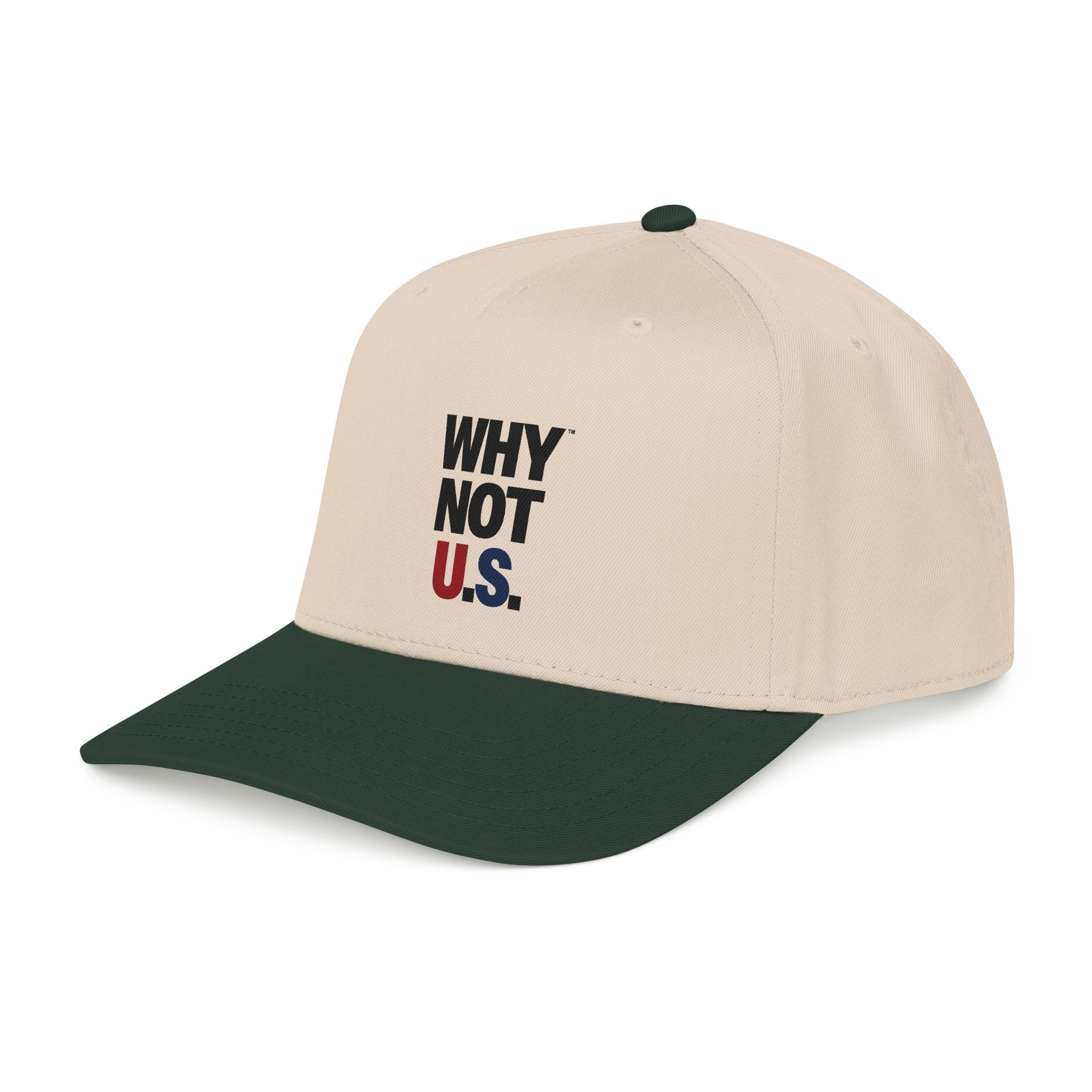 WHY NOT U.S.™ Mid Profile Baseball Cap | Red/Blue Text