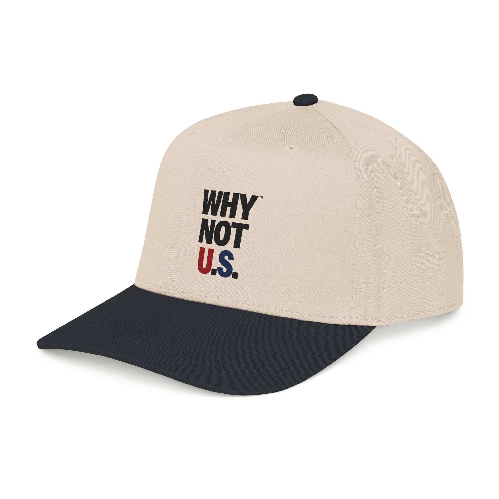 WHY NOT U.S.™ Mid Profile Baseball Cap | Red/Blue Text
