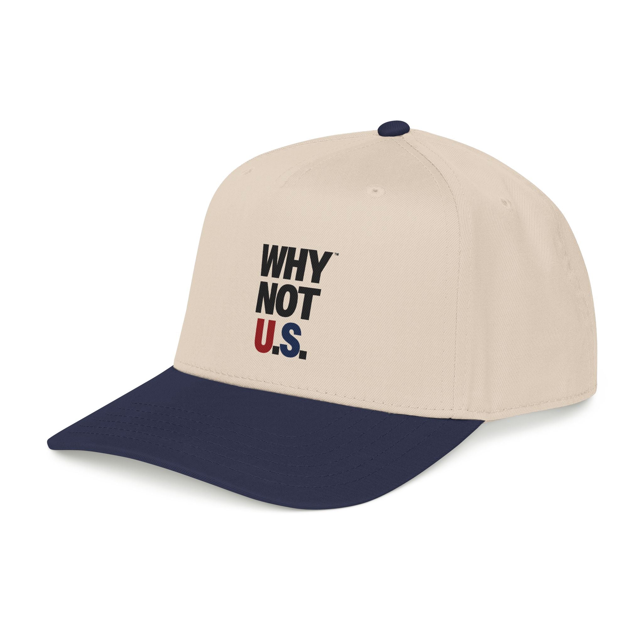 WHY NOT U.S.™ Mid Profile Baseball Cap | Red/Blue Text