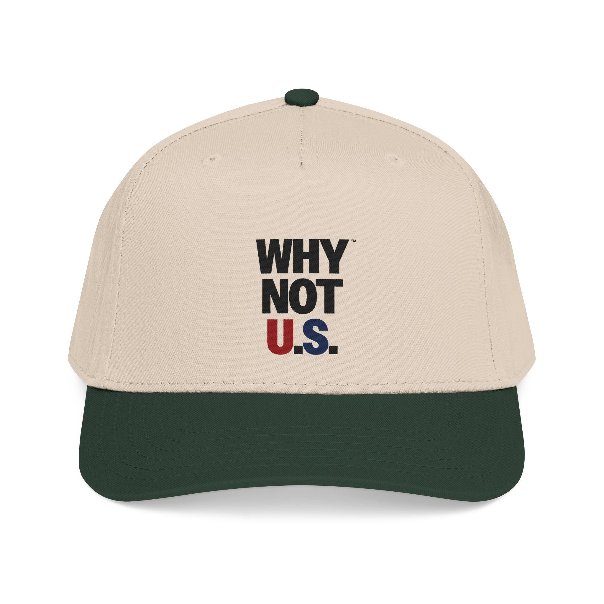 WHY NOT U.S.™ Mid Profile Baseball Cap | Red/Blue Text
