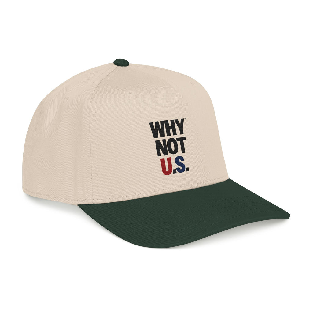 WHY NOT U.S.™ Mid Profile Baseball Cap | Red/Blue Text