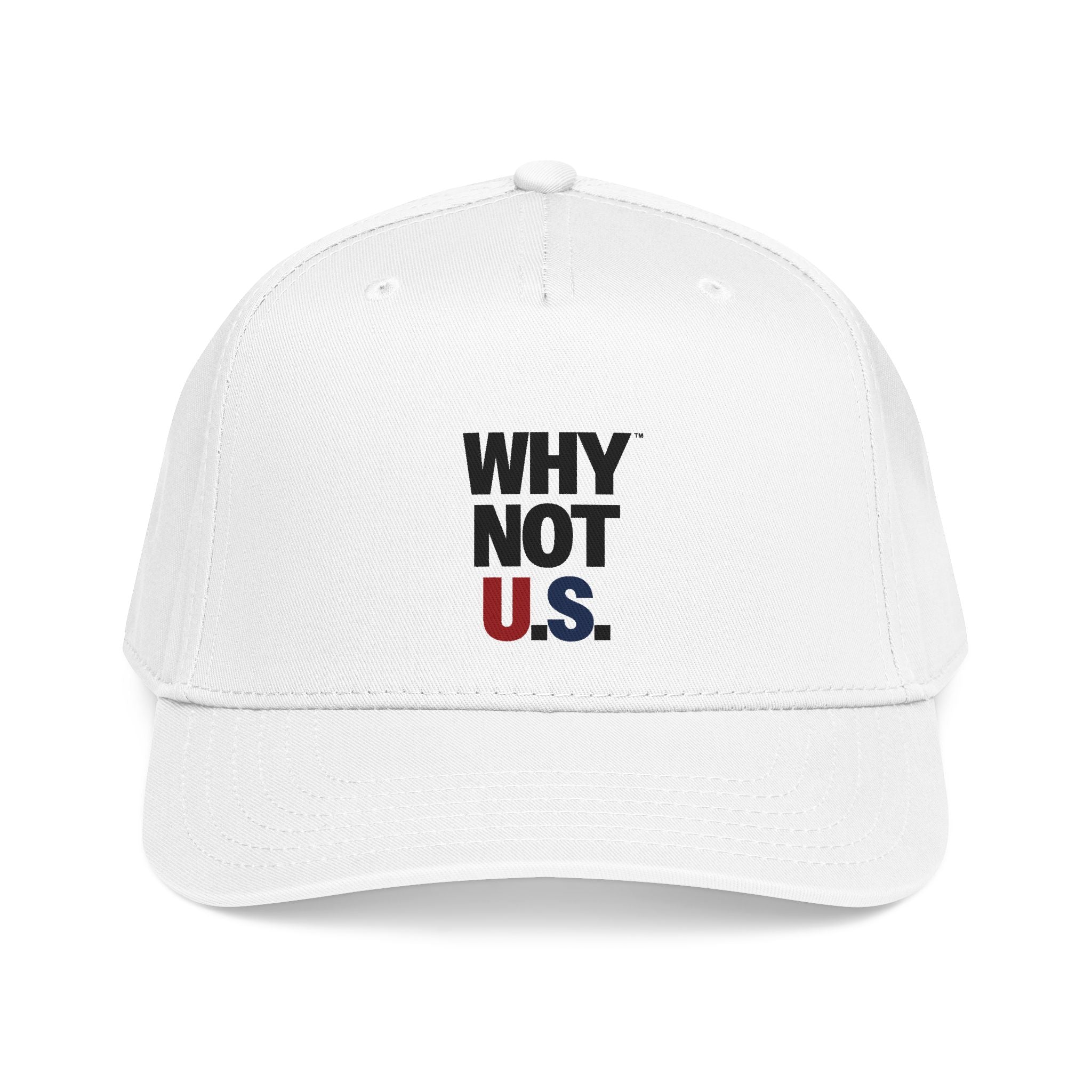 WHY NOT U.S.™ Mid Profile Baseball Cap | Red/Blue Text