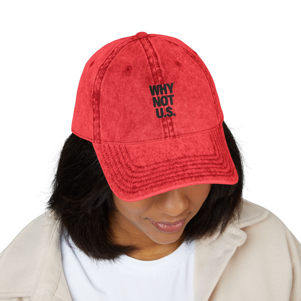 WHY NOT U.S.™ Embroidered Vintage Cap — Washed Red Baseball Hat