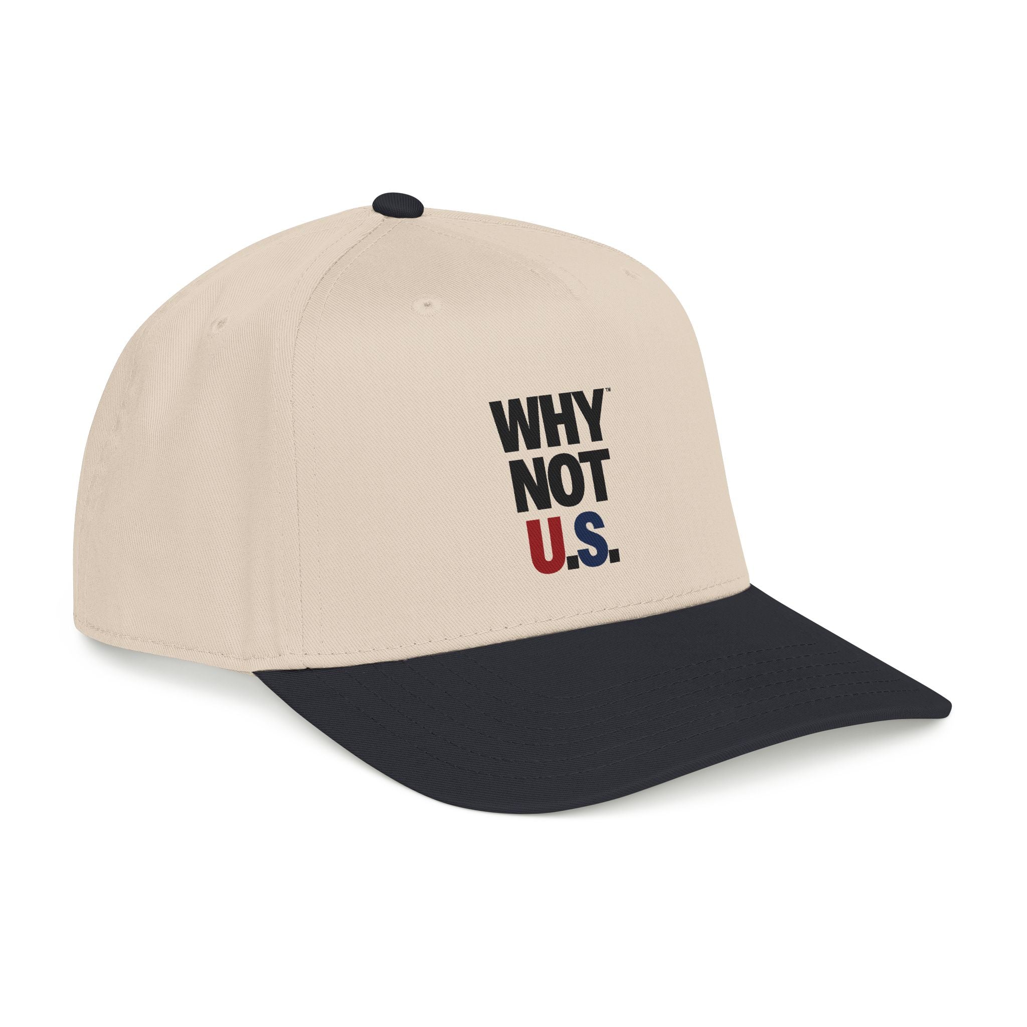 WHY NOT U.S.™ Mid Profile Baseball Cap | Red/Blue Text