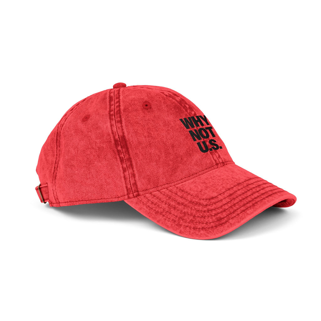 WHY NOT U.S.™ Embroidered Vintage Cap — Washed Red Baseball Hat