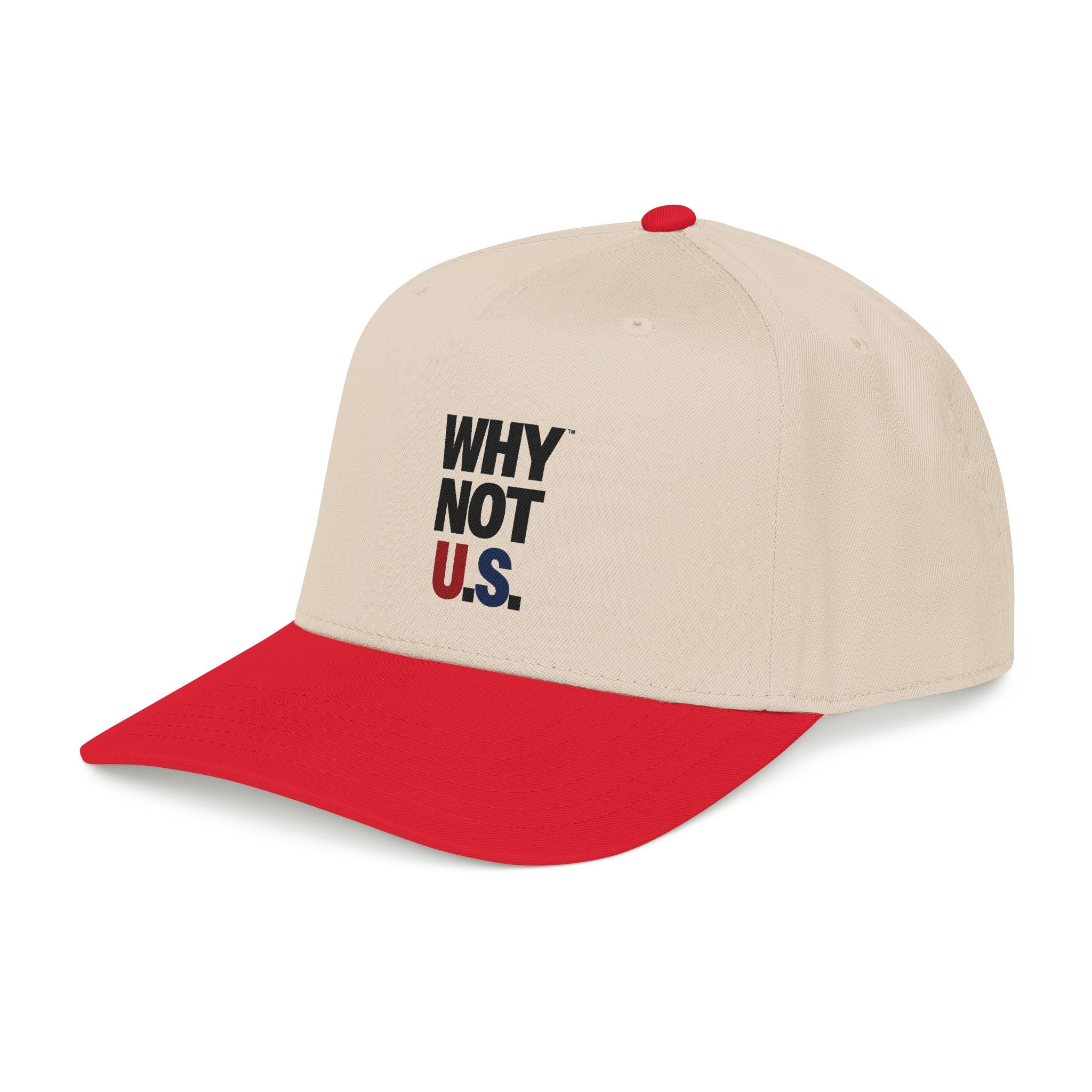 WHY NOT U.S.™ Mid Profile Baseball Cap | Red/Blue Text