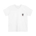WHY NOT U.S.™ Pocket T-shirt | Patriotic Typography Tee, USA Flag Colors
