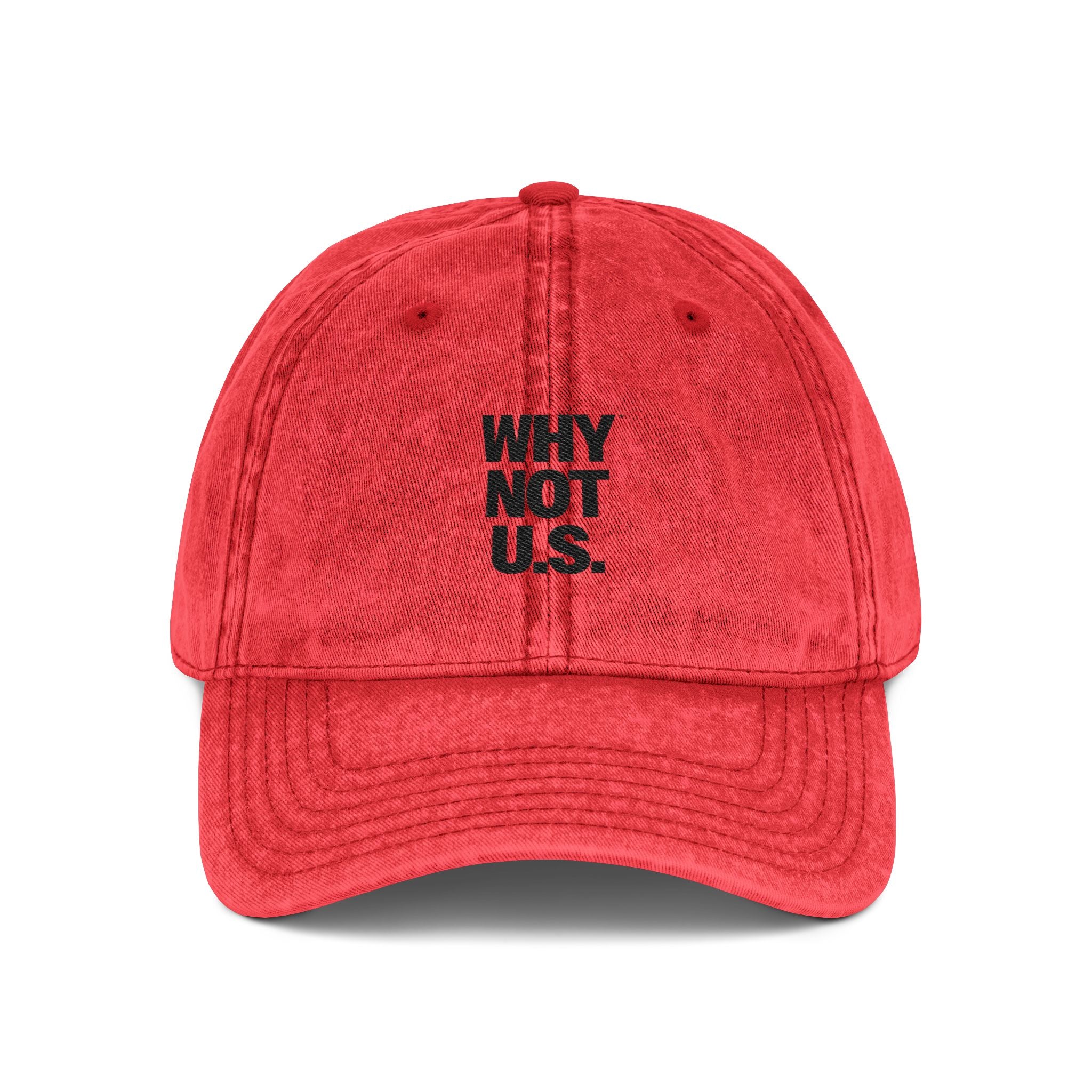 WHY NOT U.S.™ Embroidered Vintage Cap — Washed Red Baseball Hat