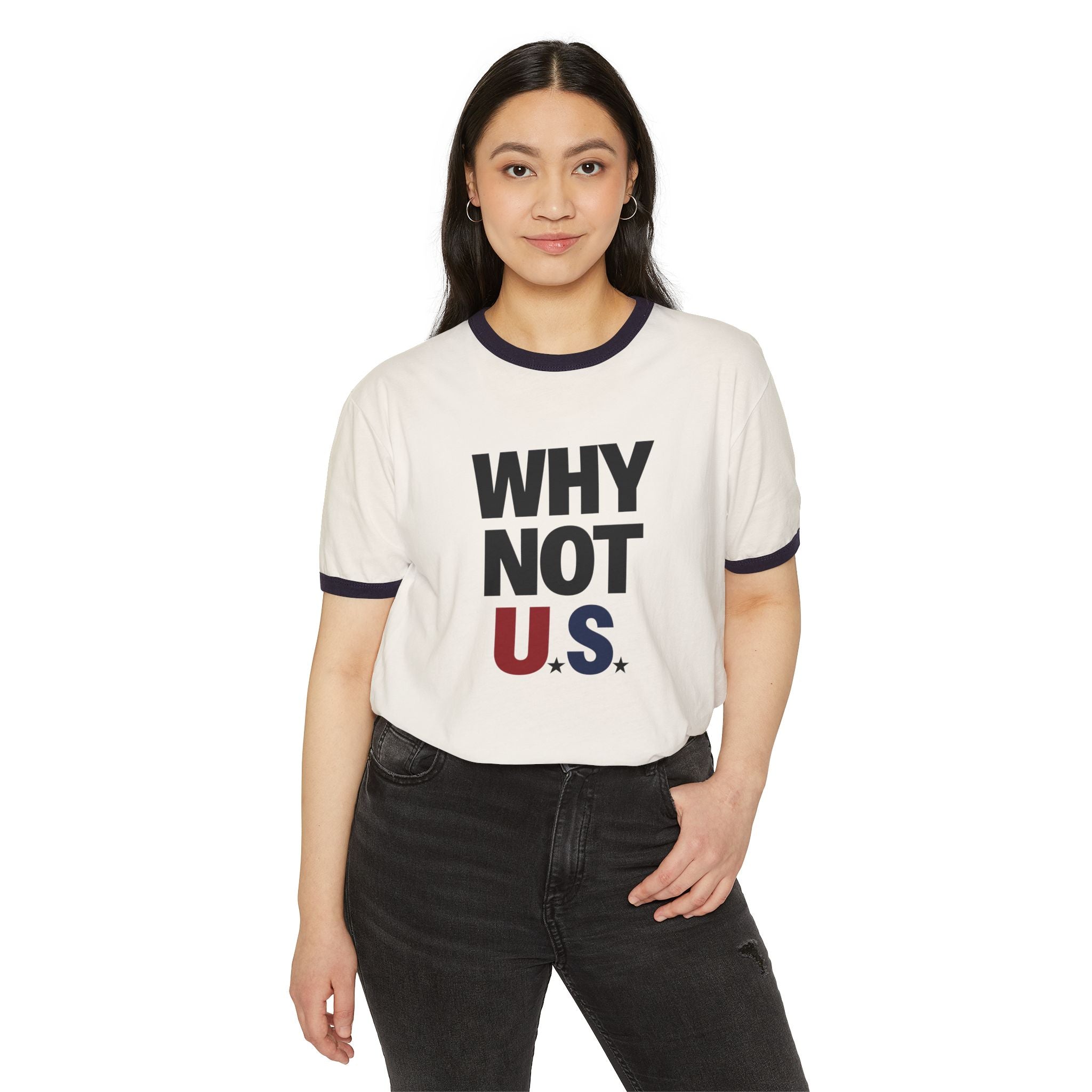 Why Not U.S.™ Vintage Ringer Tee | Patriotic Red/Blue